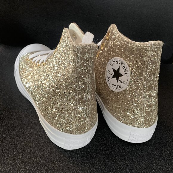 Converse Chuck Taylor All Star High Top Gold Glitter Size: Women's 9/Men's 7 - Picture 2 of 7
